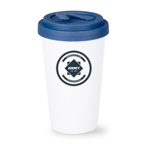 kubek z przykrywką z nadrukiem firmowym