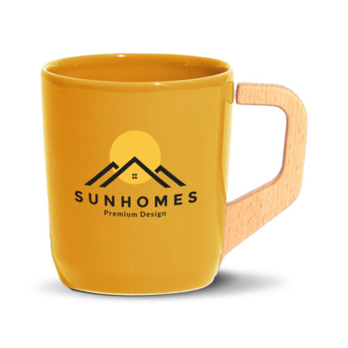 kubek-z-drewniana-raczka-WOODY-320ml-yellow-żółty-kubek-z-logo-firmy