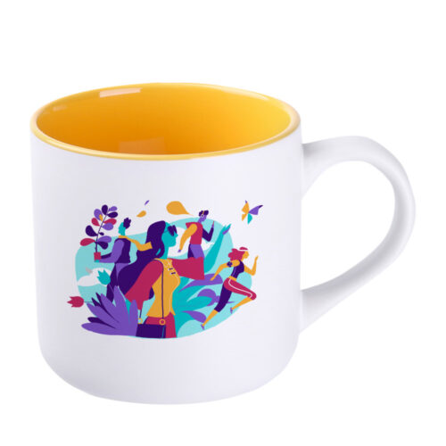 Diego-Matt-biało-żółty-kubek-reklamowy-nadruk