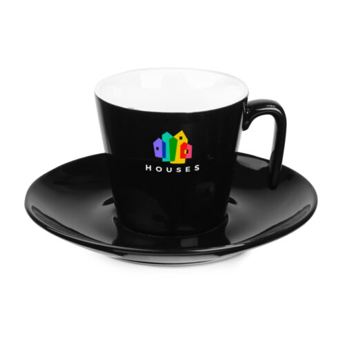 Eve czarna filiżanka z logo nadrukiem