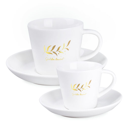 VICTOR BIANCO SET filiżanki białe z nadrukiem